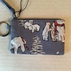 Vera Bradley Zip Id Case Beary Merry Cool Blue New